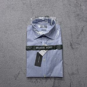Michael Kors Shirt Mens Medium Azure Slim Fit Stretch Fabric Dress